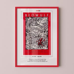 Beowulf Book Cover Poster | Beowulf Poster, Beowulf Print, Book Posters, Book Prints, Book Art, Beowulf Canvas Wall Art, Book Lover Gift