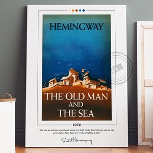 Der alte Mann und das Meer Buch Cover Poster | Ernest Hemingway, The Old Man and the Sea Poster, Buch Poster, Leinwand Wandkunst, Geschenk für Buchliebhaber