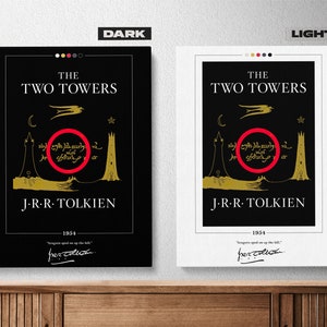 The Two Towers Book Cover Poster J. R. R. Tolkien, Lord of the Rings Poster, The Two Towers Print, Book Posters, Book Art, Canvas Wall Art image 2