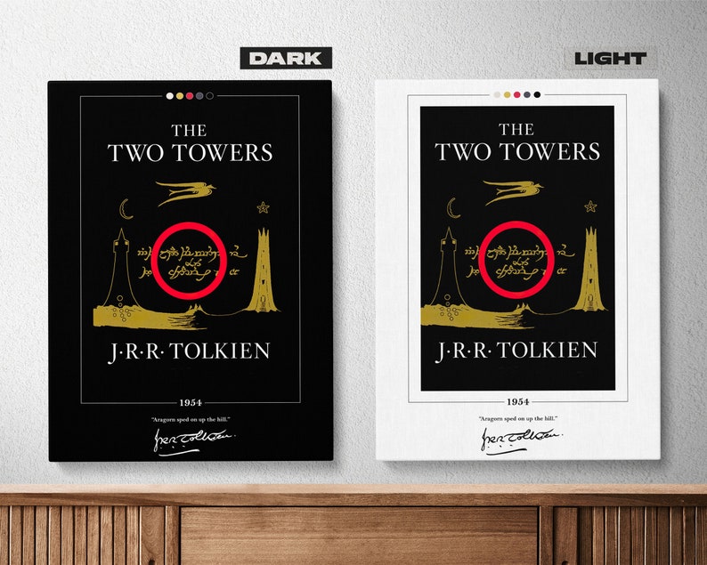 The Two Towers Book Cover Poster J. R. R. Tolkien, Lord of the Rings Poster, The Two Towers Print, Book Posters, Book Art, Canvas Wall Art image 2