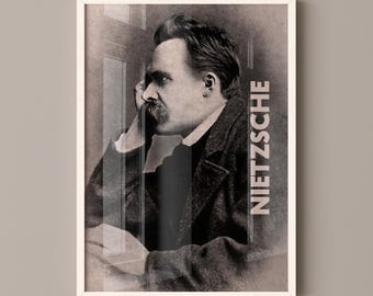 Friedrich Nietzsche-affisch, kanvaskonst, presenter till bokälskare, presenter till läsare, presenter till bokälskare, presenter till bokälskare, biblioteksdekor