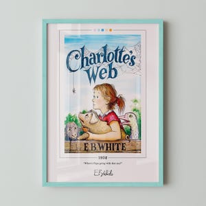 Charlotte&#39;s Web Book Cover Poster | E. B. White, Charlotte&#39;s Web Poster, Book Posters, Canvas Wall Art, Book Art, Book Lover Gift