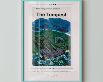 The Tempest Book Cover Poster | William Shakespeare, The Tempest Poster, The Tempest Print, Book Posters, Canvas Wall Art, Book Lover Gift