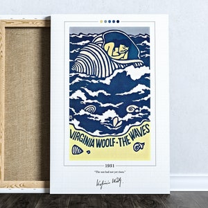 Poster di copertina del libro Le onde / Virginia Woolf, Poster delle onde, Stampa delle onde, Poster di libri, Arte del libro, Arte della parete su tela, Regalo per gli amanti dei libri
