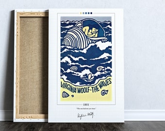 The Waves Book Cover Poster | Virginia Woolf, The Waves Poster, The Waves Print, Book Posters, Book Art, Canvas Wall Art, Book Lover Gift