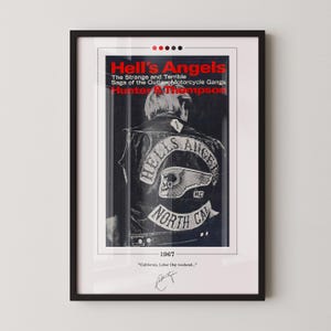 Hell&#39;s Angels Book Cover Poster | Hunter S. Thompson, Hell&#39;s Angels Poster, Hell&#39;s Angels Print, Book Posters, Book Art, Book Lover Gift