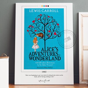 Poster di copertina del libro Le avventure di Alice nel Paese delle Meraviglie / Lewis Carroll, Poster di Alice nel Paese delle Meraviglie, Poster di libri, Stampa su tela, Regalo per gli amanti dei libri