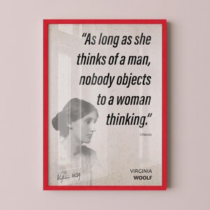 Virginia Woolf Quote Wall Art | "Woman Thinking" Orlando Quote Poster, Quote Print, Quote Art, Book Quotes, Canvas Wall Art, Book Lover Gift