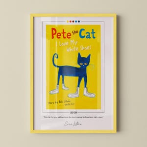 Pete the Cat Book Cover Poster | Eric Litwin, Pete the Cat Poster, Pete the Cat Print, Book Posters, Canvas Wall Art, Book Lover Gift