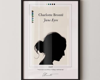 Jane Eyre Book Cover Poster | Charlotte Bronte, Jane Eyre Poster, Jane Eyre Print, Book Posters, Book Art, Canvas Print, Book Lover Gift