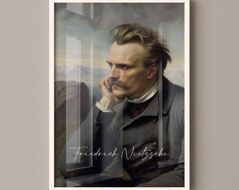 Póster de Friedrich Nietzsche en lienzo / Arte mural en lienzo de Friedrich Nietzsche, Impresión de Friedrich Nietzsche, Pósteres de libros, Arte literario, Regalo para amantes de los libros