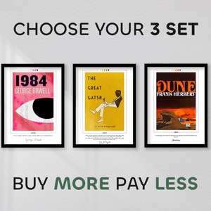 Choose Your Unframed Book Cover Posters Set of 3 | Book Posters, Book Prints, Canvas Wall Art, Book Art, Book Lover Gift, Bookish Gifts