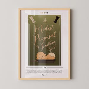 A Modest Proposal Book Cover Poster | Jonathan Swift, A Modest Proposal Poster, Book Posters, Book Art, Canvas Wall Art, Book Lover Gift