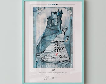 Jane Eyre Book Cover Poster | Charlotte Bronte, Jane Eyre Poster, Jane Eyre Print, Book Posters, Book Art, Canvas Wall Art, Book Lover Gift