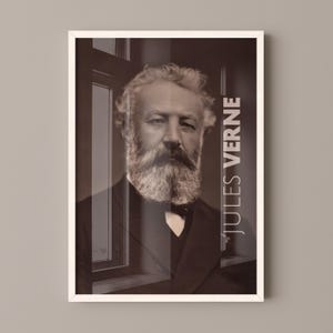 Jules Verne Poster Canvas Wall Art, Book Lover Gifts, Gifts for Readers, Bookish Gifts, Bookworm Gifts, Library Decor