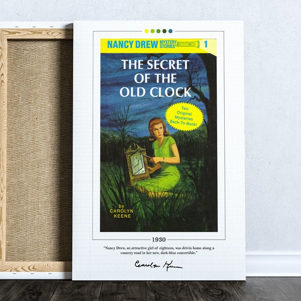 Das Geheimnis des alten Uhrenbucheinbandes Poster | Carolyn Keene, Das Geheimnis der alten Uhr Poster, Buch Poster, Buchkunst, Geschenk für Buchliebhaber