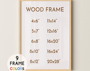 Natural Wood Frame with 9 Colors, Wood Picture Frame, Photo Frame, Diploma Frame, 8x10 Frame, Black Frame, White Frame, Red Frame