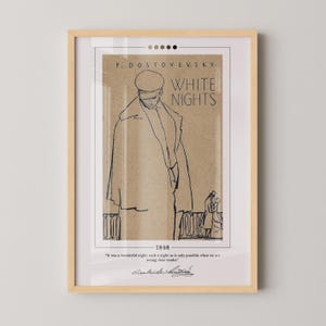 White Nights Buch Cover Poster | Fyodor Dostojewski, Weiße Nächte Poster, Weiße Nächte Druck, Buch Poster, Leinwand Wandkunst, Geschenk für Buchliebhaber Bild 1