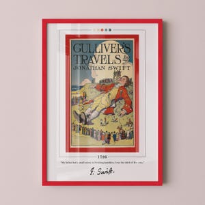 Gulliver&#39;s Travels Book Cover Poster | Jonathan Swift, Gulliver&#39;s Travels Poster, Book Posters, Book Art, Canvas Wall Art, Book Lover Gift