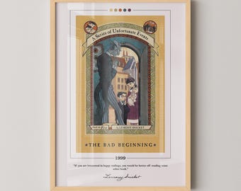 A Series of Unfortunate Events Book Cover Poster | Lemony Snicket, A Series of Unfortunate Events Poster, Book Posters, Book Lover Gift