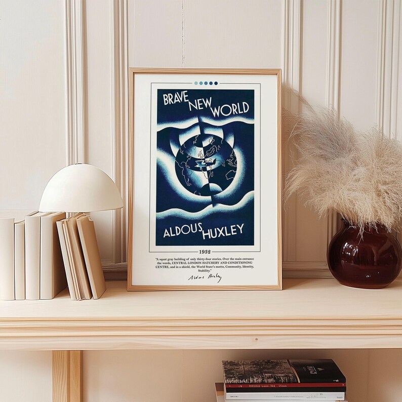 Brave New World Book Cover Poster | Aldous Huxley, Brave New World Poster, Brave New World Print, Book Posters, Book Prints, Canvas Wall Art image 6