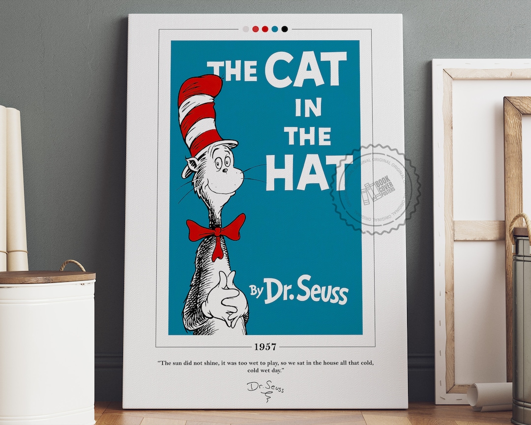 The Cat in the Hat Book Cover Poster Dr. Seuss the Cat in - Etsy
