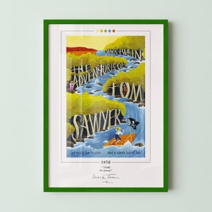 Tom Sawyers äventyr bokomslagsaffisch | Mark Twain, Tom Sawyers äventyr affisch, bokposters, canvasväggkonst, bokkonst