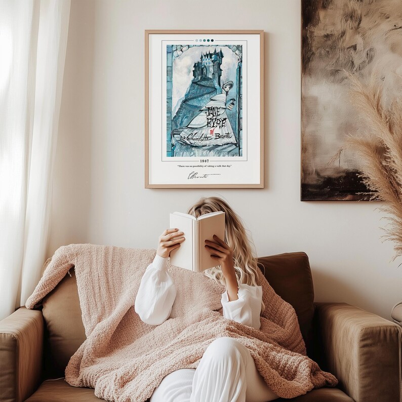 Jane Eyre Book Cover Poster | Charlotte Bronte, Jane Eyre Poster, Jane Eyre Print, Book Posters, Book Art, Canvas Wall Art, Book Lover Gift image 7