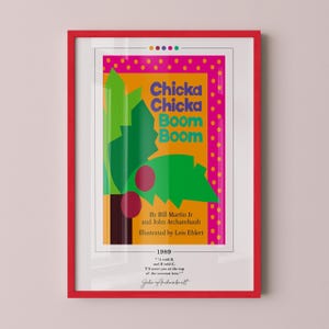 Plakat z okładką książki "Chicka Chicka Boom Boom" | Plakat "Chicka Chicka Boom Boom", Plakaty książkowe, Sztuka ścienna na płótnie, Sztuka książkowa, Prezent dla miłośnika książek