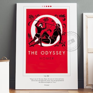 Poster di copertina del libro dell'Odissea / Omero, Poster dell'Odissea, Stampa dell'Odissea, Poster di libri, Stampe di libri, Arte del libro, Arte della parete su tela, Regalo per gli amanti dei libri