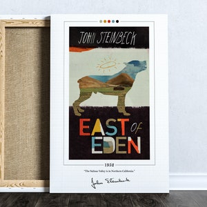 Poster di copertina del libro East of Eden / John Steinbeck, Poster di East of Eden, Stampa di East of Eden, Poster di libri, Arte della parete su tela, Regalo per gli amanti dei libri