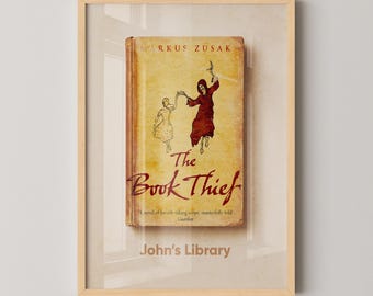 Arte de parede personalizada da biblioteca "A Menina que Roubava Livros", pôster de capa de livro personalizado, decoração de biblioteca, presente para amantes de livros, presentes literários, presentes literários