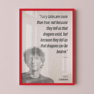 Neil Gaiman Quote Wall Art | Coraline Quote Poster, Quote Print, Quote Art, Book Quote, Canvas Wall Art, Book Lover Gift image 1