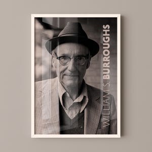 William S. Burroughs Poster Canvas Wall Art, Book Lover Gifts, Gifts for Readers, Bookish Gifts, Bookworm Gifts, Library Decor