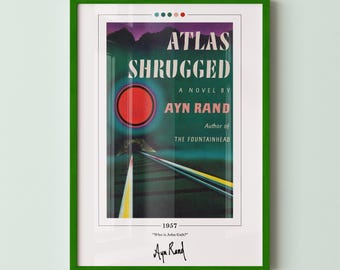 Atlas Shrugged Book Cover Poster | Ayn Rand, Atlas Shrugged Poster, Atlas Shrugged Print, Book Posters, Canvas Wall Art, Book Lover Gift