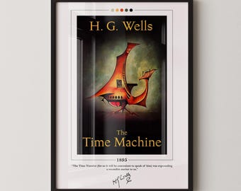 The Time Machine Book Cover Poster | H. G. Wells, The Time Machine Poster, The Time Machine Print, Book Posters, Book Art, Book Lover Gift