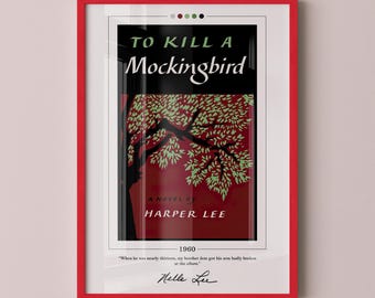 To Kill a Mockingbird Book Cover Poster | Harper Lee, To Kill a Mockingbird Poster, Book Posters, Canvas Wall Art, Book Art, Book Lover Gift