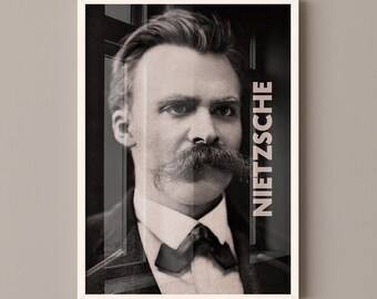 Friedrich Nietzsche-affisch, kanvaskonst, presenter till bokälskare, presenter till läsare, presenter till bokälskare, presenter till bokälskare, biblioteksdekor