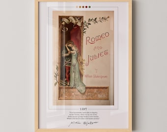 Boekomslagposter Romeo en Julia | William Shakespeare, Romeo en Julia-poster, Romeo en Julia-afdruk, boekposters, canvasafdruk
