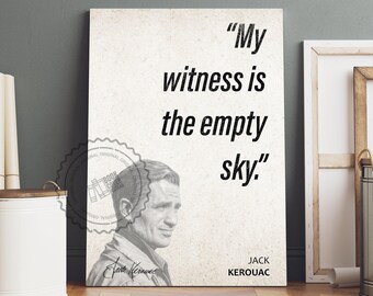 Jack Kerouac Quote Wall Art | &quot;Empty Sky&quot; Quote Poster, Quote Print, Quote Art, Book Quotes, Canvas Wall Art, Book Lover Gift