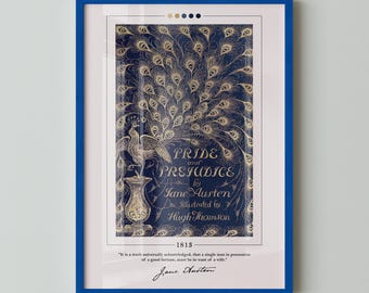 Pride and Prejudice Book Cover Poster | Jane Austen, Pride and Prejudice Poster, Book Posters, Canvas Print, Book Art, Book Lover Gift
