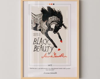 Black Beauty Book Cover Poster | Anna Sewell, Black Beauty Poster, Black Beauty Print, Book Posters, Canvas Wall Art, Book Lover Gift