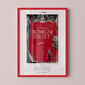 Romeo and Juliet Book Cover Poster | William Shakespeare, Romeo and Juliet Poster, Romeo and Juliet Print, Book Posters, Canvas Wall Art