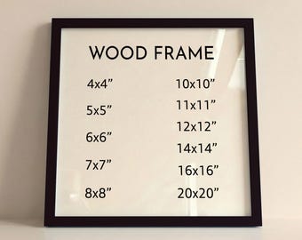Square Black Wood Frame with 9 Colors, Wood Picture Frame, Photo Frame, Diploma Frame, Black Frame, White Frame, Red Frame