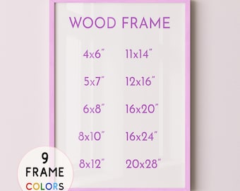 Pink Wood Frame with 9 Colors, Wood Picture Frame, Photo Frame, Diploma Frame, 8x10 Frame, Black Frame, White Frame, Red Frame