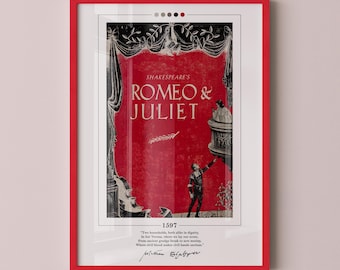 Boekomslagposter Romeo en Julia | William Shakespeare, Romeo en Julia-poster, Romeo en Julia-print, boekposters, canvas muurkunst