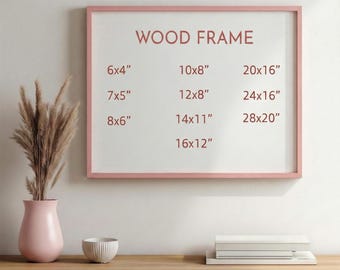 Horizontal Pink Wood Frame with 9 Colors, Wood Picture Frame, Photo Frame, Diploma Frame, 8x10 Frame, Black Frame, White Frame, Red Frame