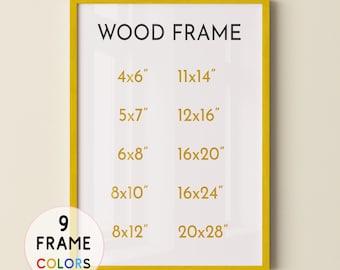 Yellow Wood Frame with 9 Colors, Wood Picture Frame, Photo Frame, Diploma Frame, 8x10 Frame, Black Frame, White Frame, Red Frame
