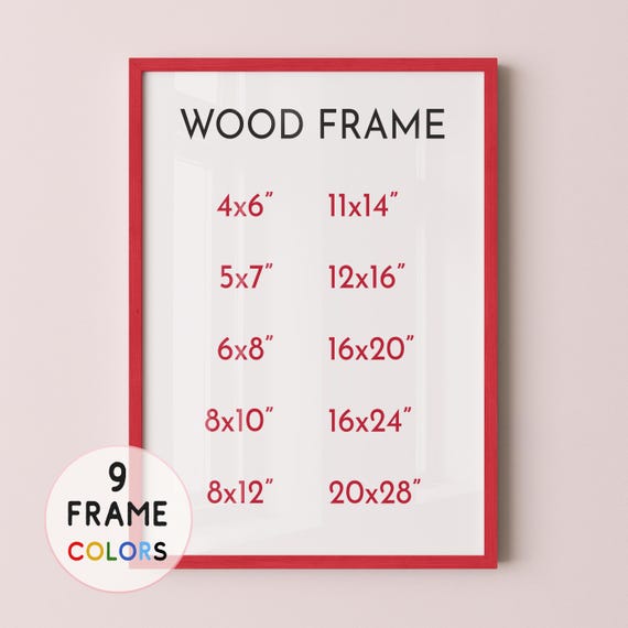 Red Wood Frame with 9 Colors, Wood Picture Frame, Photo Frame, Diploma Frame, 8x10 Frame, Black Frame, White Frame, Red Frame