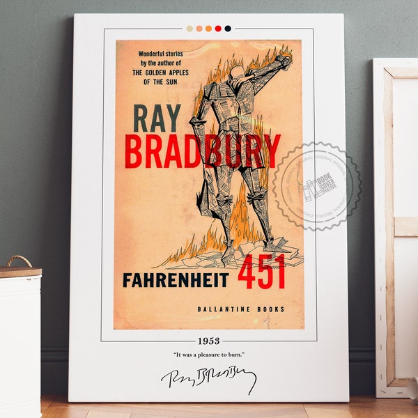 Fahrenheit 451 Book Cover Poster | Ray Bradbury, Fahrenheit 451 Poster, Fahrenheit 451 Print, Book Posters, Book Art, Canvas Wall Art